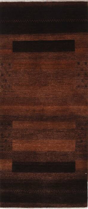 Gabbeh Brown Runner Hand Knotted 28 X 61  Area Rug 250-26173 Image 0