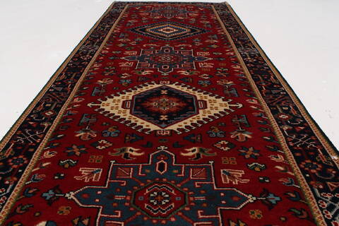 Karajeh Blue Runner Hand Knotted 26 X 63  Area Rug 250-26228 Image 3