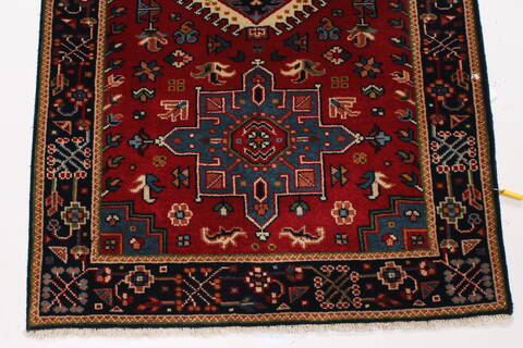 Karajeh Blue Runner Hand Knotted 26 X 63  Area Rug 250-26228 Image 6
