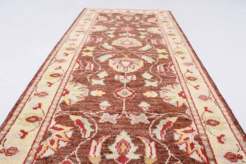 Pishavar Beige Runner Hand Knotted 21 X 50  Area Rug 250-26235 Image 2