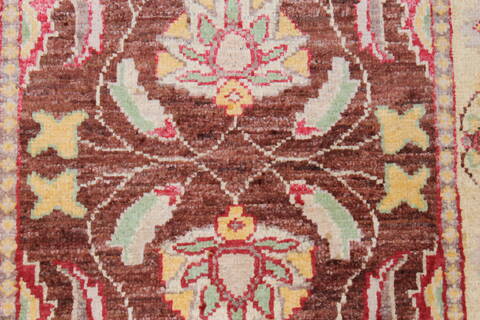 Pishavar Beige Runner Hand Knotted 21 X 50  Area Rug 250-26235 Image 4