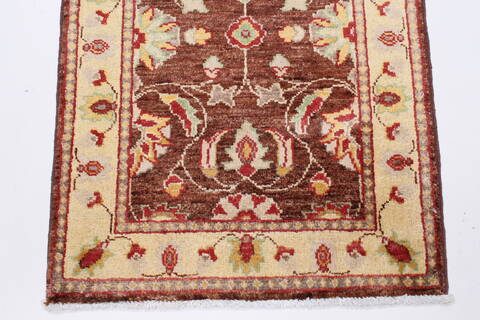 Pishavar Beige Runner Hand Knotted 21 X 50  Area Rug 250-26235 Image 5