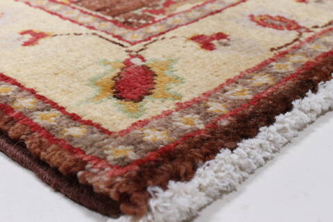 Pishavar Beige Runner Hand Knotted 21 X 50  Area Rug 250-26235 Image 6