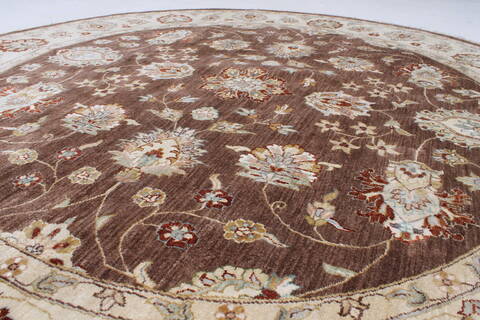 Pishavar Beige Round Hand Knotted 80 X 80  Area Rug 250-26249 Image 1