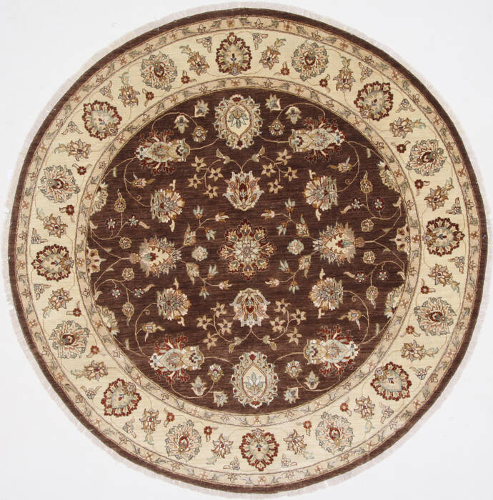 Pishavar Beige Round Hand Knotted 80 X 80  Area Rug 250-26249 Image 0