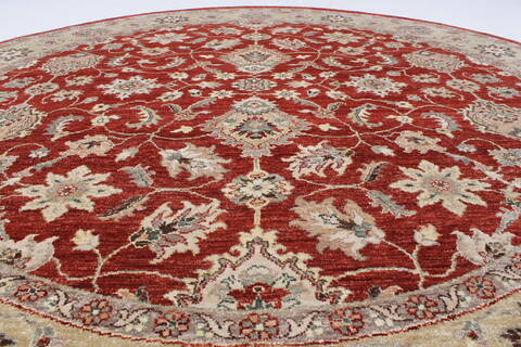 Chobi Beige Round Hand Knotted 711 X 711  Area Rug 250-26253 Image 1