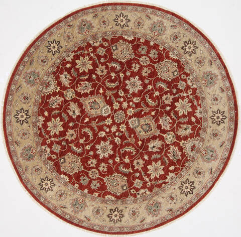 Chobi Beige Round Hand Knotted 711 X 711  Area Rug 250-26253 Image 0