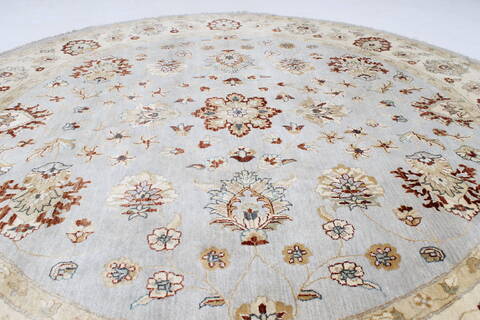 Chobi Beige Round Hand Knotted 82 X 83  Area Rug 250-26255 Image 3