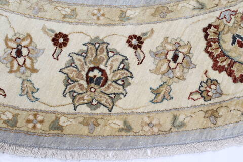 Chobi Beige Round Hand Knotted 82 X 83  Area Rug 250-26255 Image 4