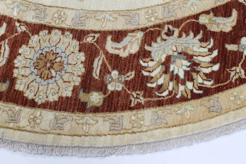 Chobi Beige Round Hand Knotted 81 X 82  Area Rug 250-26263 Image 3