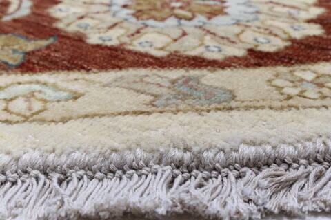 Chobi Beige Round Hand Knotted 81 X 82  Area Rug 250-26263 Image 5