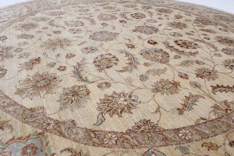 Chobi Beige Round Hand Knotted 710 X 711  Area Rug 250-26266 Image 2