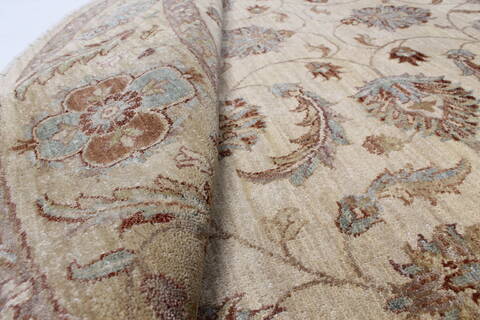 Chobi Beige Round Hand Knotted 710 X 711  Area Rug 250-26266 Image 8