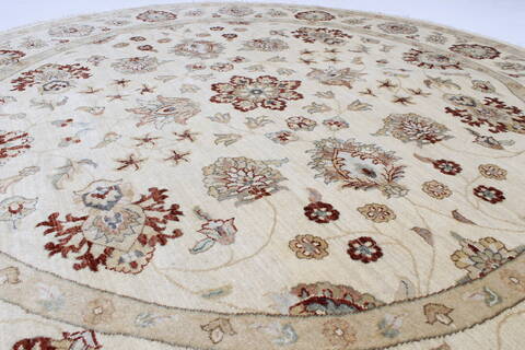 Pishavar Beige Round Hand Knotted 80 X 80  Area Rug 250-26280 Image 2