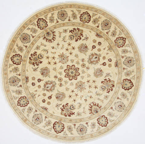 Pishavar Beige Round Hand Knotted 80 X 80  Area Rug 250-26280 Image 0