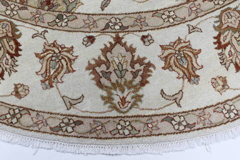 Chobi Beige Round Hand Knotted 82 X 82  Area Rug 250-26284 Image 4