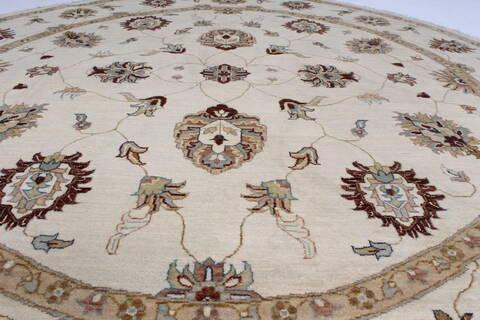 Ziegler Beige Round Hand Knotted 80 X 81  Area Rug 250-26293 Image 2