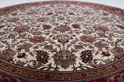 Tabriz Beige Round Hand Knotted 80 X 80  Area Rug 250-26297 Image 2