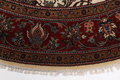 Tabriz Beige Round Hand Knotted 80 X 80  Area Rug 250-26297 Image 3