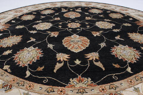 Chobi Beige Round Hand Knotted 81 X 82  Area Rug 250-26301 Image 1