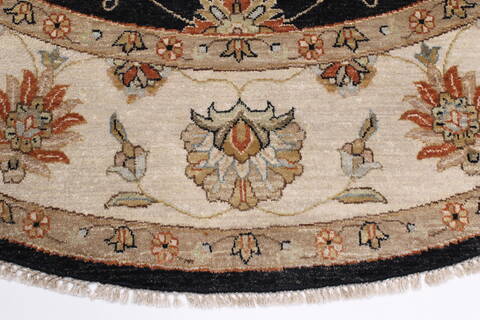 Chobi Beige Round Hand Knotted 81 X 82  Area Rug 250-26301 Image 2