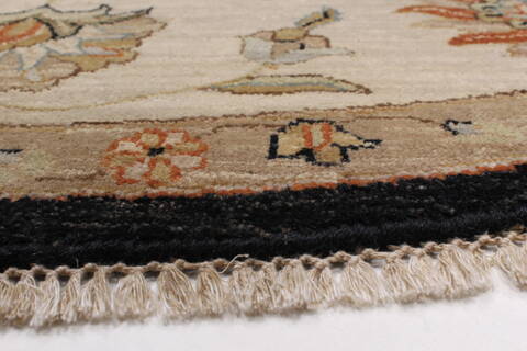 Chobi Beige Round Hand Knotted 81 X 82  Area Rug 250-26301 Image 4