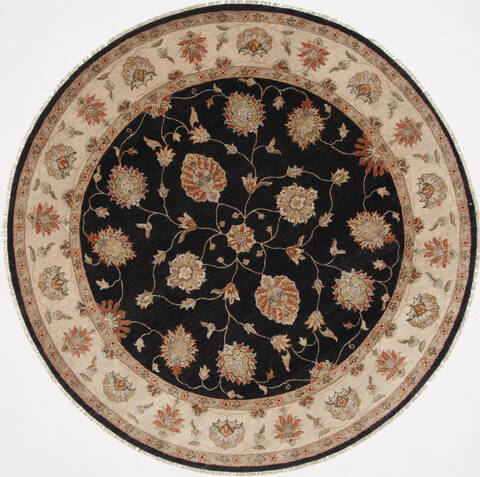 Chobi Beige Round Hand Knotted 81 X 82  Area Rug 250-26301 Image 0