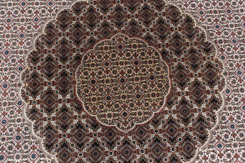 Tabriz Beige Round Hand Knotted 84 X 84  Area Rug 250-26337 Image 4