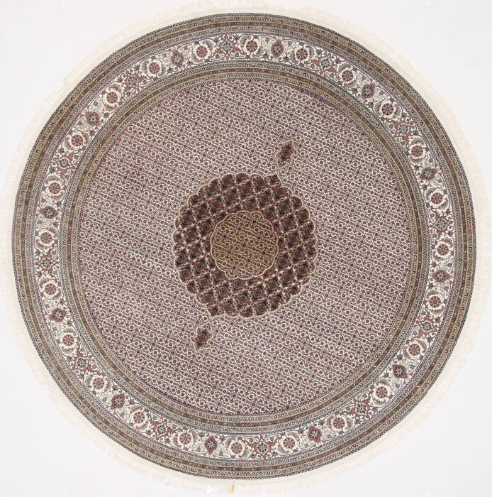 Tabriz Beige Round Hand Knotted 84 X 84  Area Rug 250-26337 Image 0