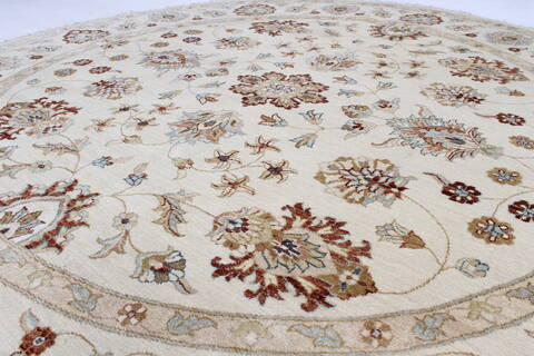 Chobi Beige Round Hand Knotted 711 X 711  Area Rug 250-26368 Image 3