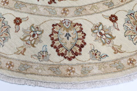 Chobi Beige Round Hand Knotted 711 X 711  Area Rug 250-26368 Image 4