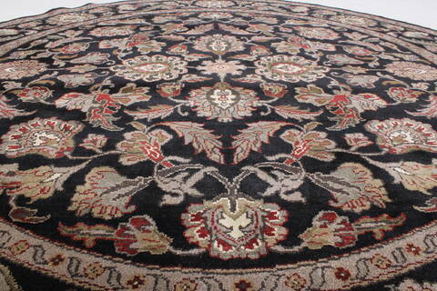 Agra Beige Round Hand Knotted 78 X 79  Area Rug 250-26371 Image 1