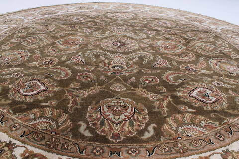 Kashan Beige Round Hand Knotted 80 X 80  Area Rug 250-26375 Image 3
