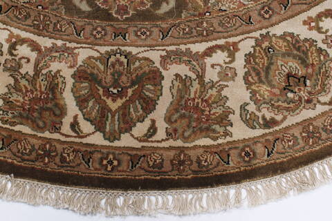 Kashan Beige Round Hand Knotted 80 X 80  Area Rug 250-26375 Image 4