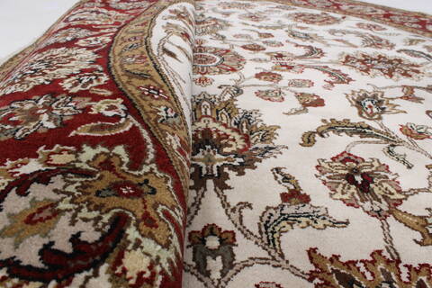 Kashan Beige Round Hand Knotted 711 X 711  Area Rug 250-26378 Image 1