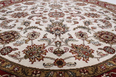 Kashan Beige Round Hand Knotted 711 X 711  Area Rug 250-26378 Image 4