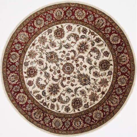 Kashan Beige Round Hand Knotted 711 X 711  Area Rug 250-26378 Image 0