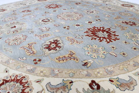 Chobi Blue Round Hand Knotted 81 X 81  Area Rug 250-26436 Image 2