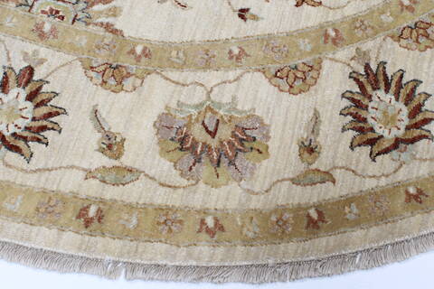 Chobi Beige Round Hand Knotted 80 X 81  Area Rug 250-26441 Image 3