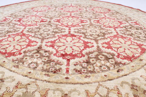 Chobi Red Round Hand Knotted 83 X 84  Area Rug 250-26469 Image 3