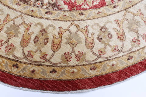 Chobi Red Round Hand Knotted 83 X 84  Area Rug 250-26469 Image 4