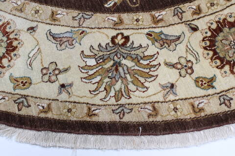 Chobi Brown Round Hand Knotted 80 X 80  Area Rug 250-26486 Image 4