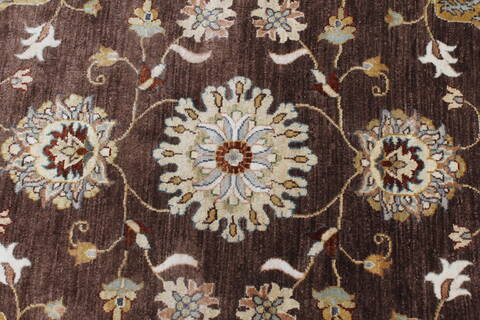 Chobi Brown Round Hand Knotted 80 X 80  Area Rug 250-26486 Image 5