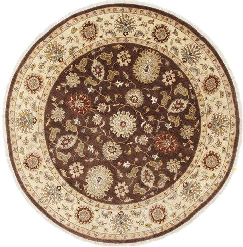 Chobi Brown Round Hand Knotted 80 X 80  Area Rug 250-26486 Image 0