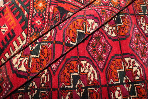Turkman Red Hand Knotted 33 X 40  Area Rug 400-26685 Image 6