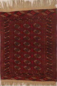 Persian Turkman Red Rectangle 3x4 ft Wool Carpet 26685