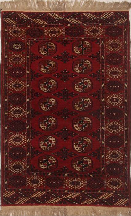 Turkman Red Hand Knotted 37 X 58  Area Rug 400-26686 Image 0