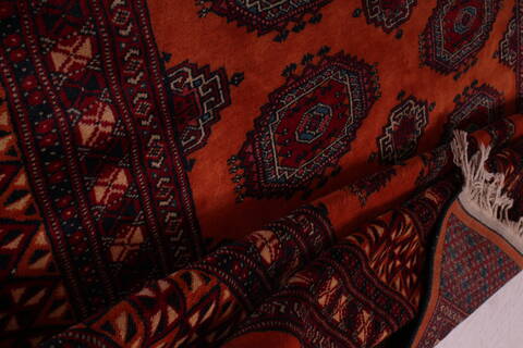 Turkman Orange Hand Knotted 51 X 86  Area Rug 400-26697 Image 7