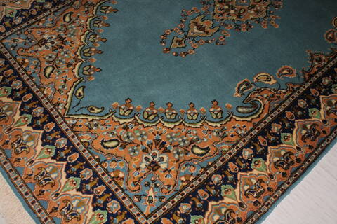 Kerman Blue Hand Knotted 50 X 82  Area Rug 400-26703 Image 2