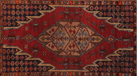 Mazlaghan Red Hand Knotted 45 X 66  Area Rug 400-26705 Image 3